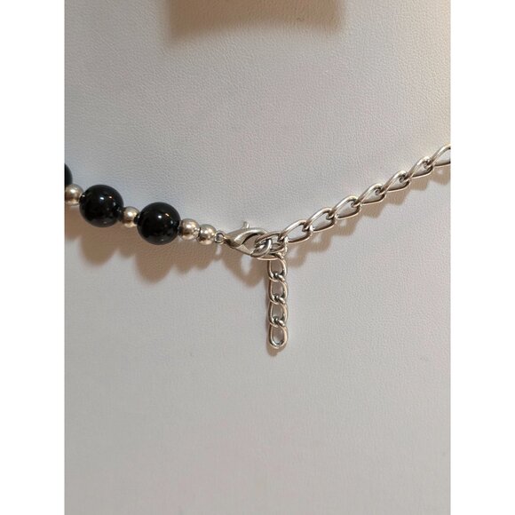 Black & Orange Beaded Halloween Statement Necklace With Adjustable Chain 20-22" - Picture 5 of 6